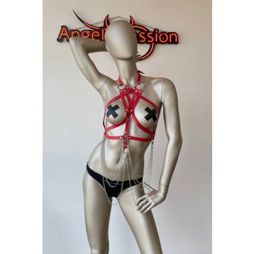Angels Passion Kırmızı Göğüs Üzeri Seksi Erotik Harness