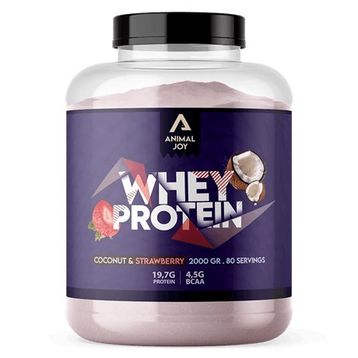 Animal Joy Whey 2000 gr 80 Servis Hindistan Cevizi - Çilek Aromalı Protein Tozu