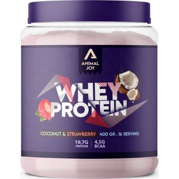 Animal Joy Whey 400 gr 16 Servis Hindistan Cevizi ve Çilek Aromalı Protein Tozu