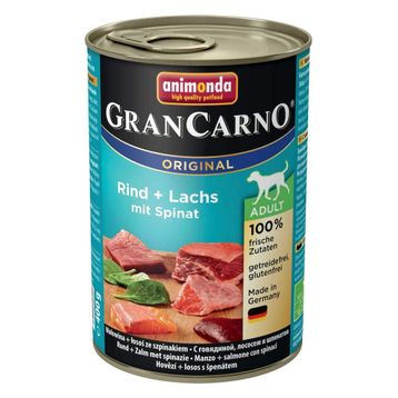 Animonda Gran Carno Sığır Etli Ispanaklı ve Somonlu 400 gr Yetişkin Köpek Konservesi