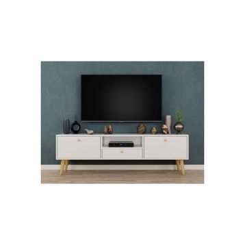 Ankara Mobilya Penta Ahşap Ayaklı 160 cm Beyaz Tv Sehpası