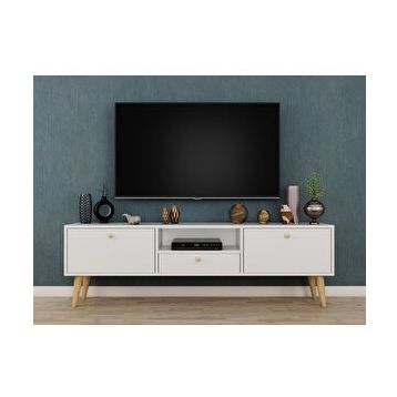 Ankara Mobilya Penta Ahşap Ayaklı 160 cm Beyaz Tv Sehpası