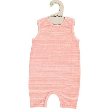 Antebies Organik Baskılı Pembe Kolsuz Kısa Kız Bebek Tulum