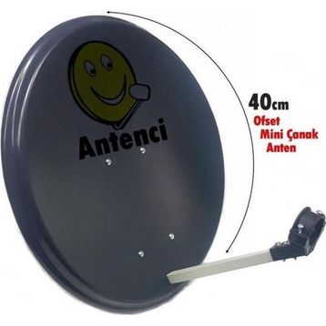 Antenci 40 CM Antrasit Mini Karavan Çanak Anteni