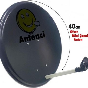 Antenci 40 CM Antrasit Mini Karavan Çanak Anteni