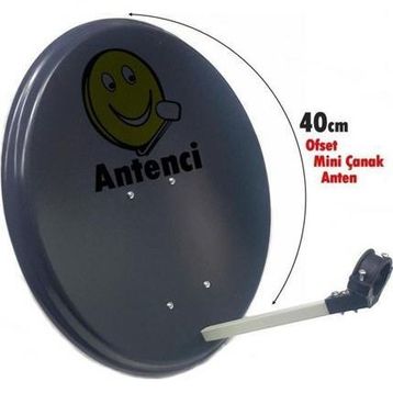 Antenci 40 CM Antrasit Mini Karavan Çanak Anteni