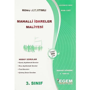 AÖF Egem Yayınları Mahalli İdareler Maliyesi Bahar Dönemi Güncel Baskı Konu Anlatımlı Soru Bankası