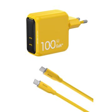 Aohi Magcube 100W 2 Portlu Şarj Adaptörü + 140W 1 mt PD 3.1 480 MBPS Süper Hızlı Şarj ve Data Kablosu Seti