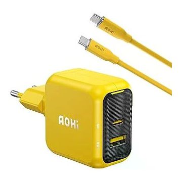 Aohi Magcube 67W 2 Portlu Şarj Adaptörü + 140W 1 mt PD 3.1 480 MBPS Süper Hızlı Şarj ve Data Kablosu Seti