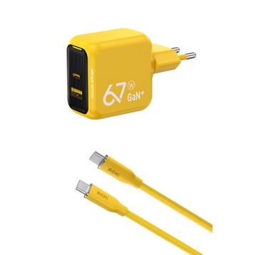 Aohi Magcube 67W 2 Portlu Şarj Adaptörü + 140W 1 mt PD 3.1 480 MBPS Süper Hızlı Şarj ve Data Kablosu Seti