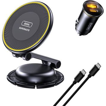 Aohi Superauto 65W Araç İçi Şarjı + 15W Şarj Aleti Katlanır Telefon Tutucu