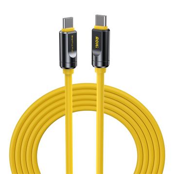Aohi The Future Adonis 240W Sarı Type-C to Type-C 1 mt PD 3.1 120 GBPS 8K Süper Hızlı Şarj ve Data Kablosu