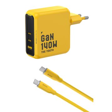 Aohi Youth 140W 3 Portlu Şarj Adaptörü + 140W 1 mt PD 3.1 480 MBPS Süper Hızlı Şarj ve Data Kablosu Seti