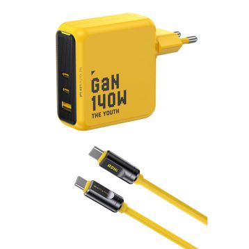 Aohi Youth 140W 3 Portlu Şarj Adaptörü + 240W 8K Süper Hızlı Şarj ve Data Kablosu Seti