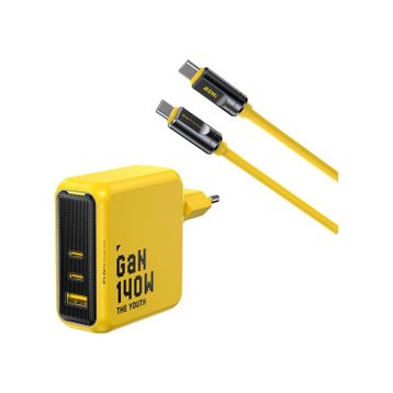 Aohi Youth 140W 3 Portlu Şarj Adaptörü + 240W 8K Süper Hızlı Şarj ve Data Kablosu Seti