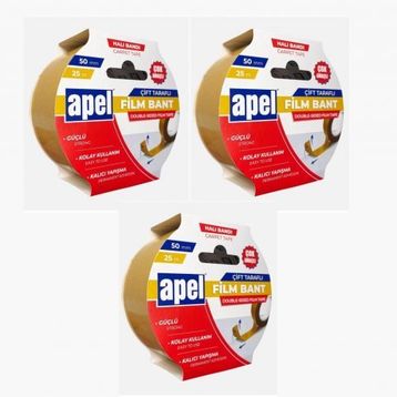 Apel Şeffaf 50 mm Çift Taraflı Film 25 mt Halı Bandı