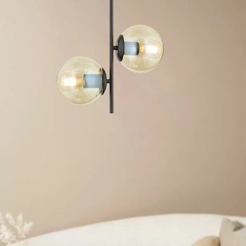 Aplika Malibu 2'li Siyah Bal Camlı Modern Retro Avize