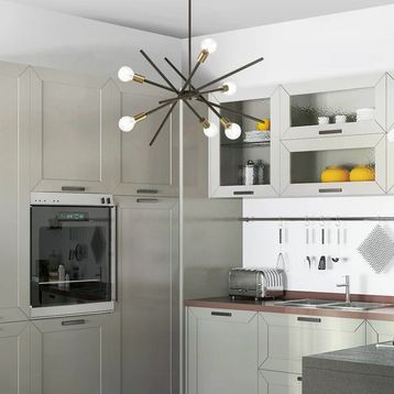 Aplika Meter 6'lı Siyah Eskitme Duylu Sarkıt Modern Avize