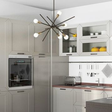 Aplika Meter 6'lı Siyah Eskitme Duylu Sarkıt Modern Avize