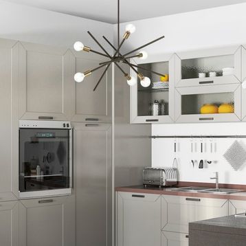 Aplika Meter 6'lı Siyah Eskitme Duylu Sarkıt Modern Avize