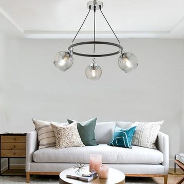 Apliqa 3418-03-BL Flora 3'lü Krom Detaylı Avize