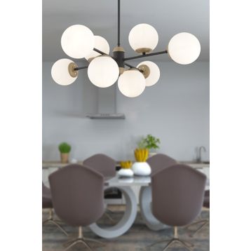 Apliqa 3917-08-BL-FR Beria 8'li Sıralı Eskitme Beyaz Camlı Modern Avize