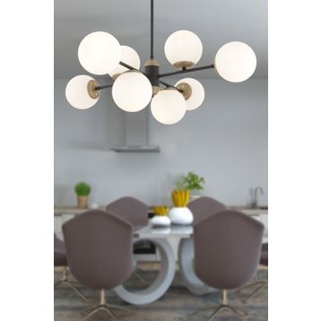 Apliqa 3917-08-BL-FR Beria 8'li Sıralı Eskitme Beyaz Camlı Modern Avize