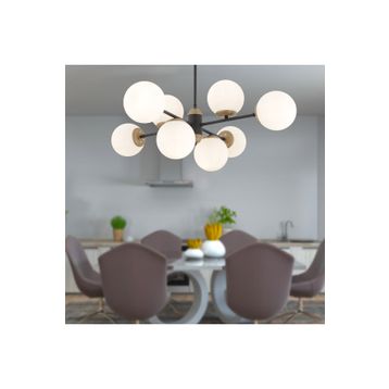Apliqa 3917-08-BL-FR Beria 8'li Sıralı Eskitme Beyaz Camlı Modern Avize