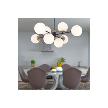 Apliqa 3917-08-BL-FR Beria 8'li Sıralı Eskitme Beyaz Camlı Modern Avize