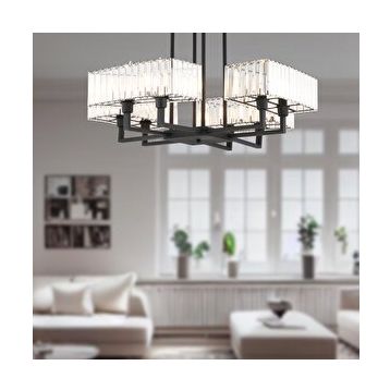 Apliqa 3929-08-BL Brambles 8'li Siyah Kristalli Taşlı Modern Tasarım Kristal Salon Avize