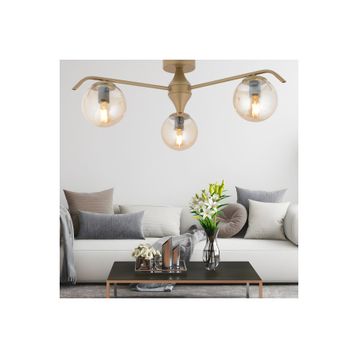 Apliqa 3948-03P-FR-01 Diaspor 3'lü Yuvarlak Eskitme Bal Camlı Modern Plafonyer Retro Salon Avize