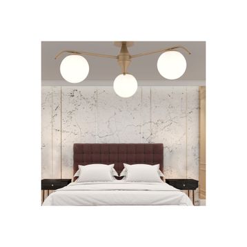 Apliqa 3948-03P-FR Diaspor 3'lü Yuvarlak Eskitme Beyaz Camlı Modern Plafonyer Retro Avize