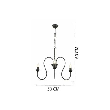 Apliqa 7000-04-3Y-BL Flor 3lü Yuvarlak Siyah Modern Salon Avize