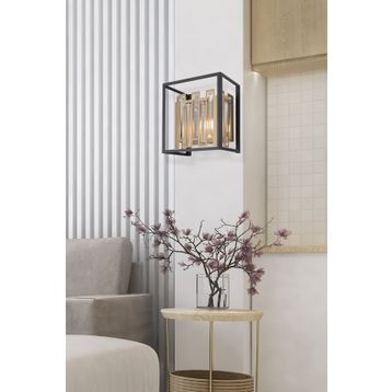 Apliqa Adran Siyah Eskitme Kristal Taşlı Duvar Lambası Yatak Odası Yatak Başı Salon için Aplik