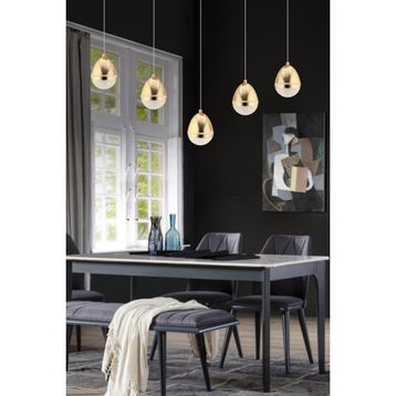 Apliqa Amaya 5'li Sıralı Gold Damla Başlıklı Modern Salon Led Avize