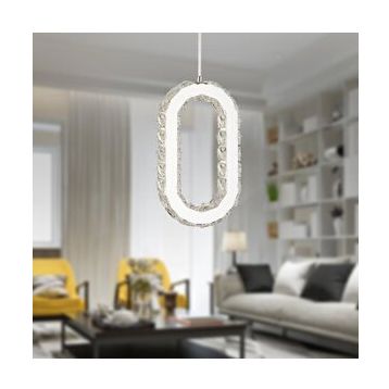 Apliqa Avignon 20 Watt Tekli Krom Ledli 3 Renkli Sarkıt Kristalli Taşlı Modern Tasarım Led Kristal Salon Avize