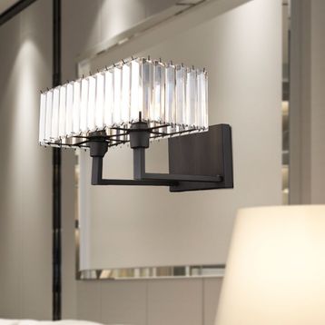 Apliqa Brambles Siyah Kristal Taşlı Duvar Lambası Yatak Odası Yatak Başı Salon için Aplik