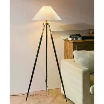 Apliqa Cosby Siyah-Gold Kaplamalı Tripod Metal 3 Ayaklı Lambader