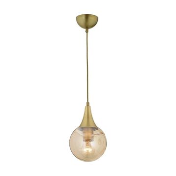 Apliqa Damla Gold Tekli Bal Camlı Eskitme Modern Sarkıt Avize
