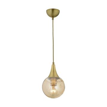 Apliqa Damla Gold Tekli Bal Camlı Eskitme Modern Sarkıt Avize