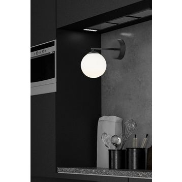 Apliqa Elvin Siyah Küre Beyaz Camlı Banyo 2'li Aplik Seti