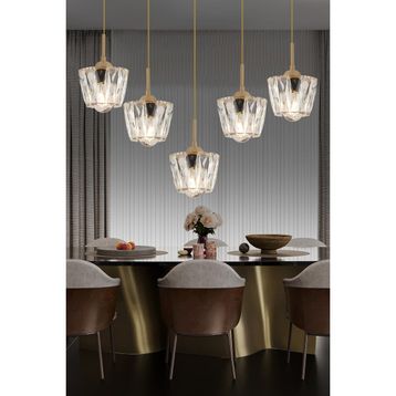 Apliqa Fernando 5 Li Sıralı Eskitme Kristal Taşlı Salon Avize