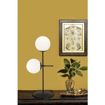 Apliqa Günay 2'li Siyah Beyaz Camlı Masa Lambası Modern Tasarım Salon Yatak Odası Retro Abajur