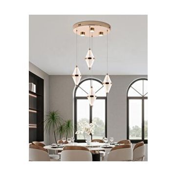 Apliqa Harold 4'lü 24 Watt Yuvarlak Gold Ledli Modern Salon Avize