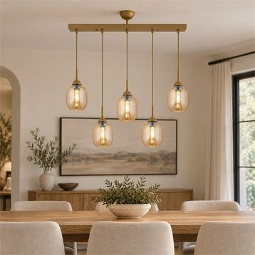 Apliqa Hierro 5 Li Sıralı Eskitme Modern Salon Avize