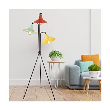 Apliqa Jadira 3'lü Çok Renkli Modern Tasarım Retro 3 Ayaklı Abajur Lamba Metal Lambader
