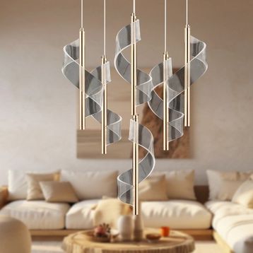 Apliqa Jadon 4'lü Yuvarlak 3 Renkli 35 Watt Gold Kristal Ledli Sarkıt Avize