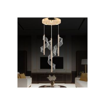 Apliqa Jadon 4'lü Yuvarlak 3 Renkli 35 Watt Gold Kristal Ledli Sarkıt Avize