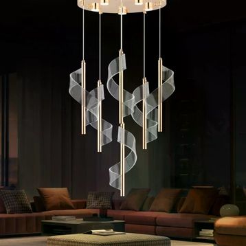 Apliqa Jadon 6'lı Yuvarlak 3 Renkli 53 Watt Gold Kristal Ledli Sarkıt Avize