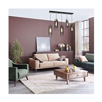 Apliqa Koza 5'li Sıralı Siyah Modern Genç Odası Mutfak Retro Salon Sarkıt Avize